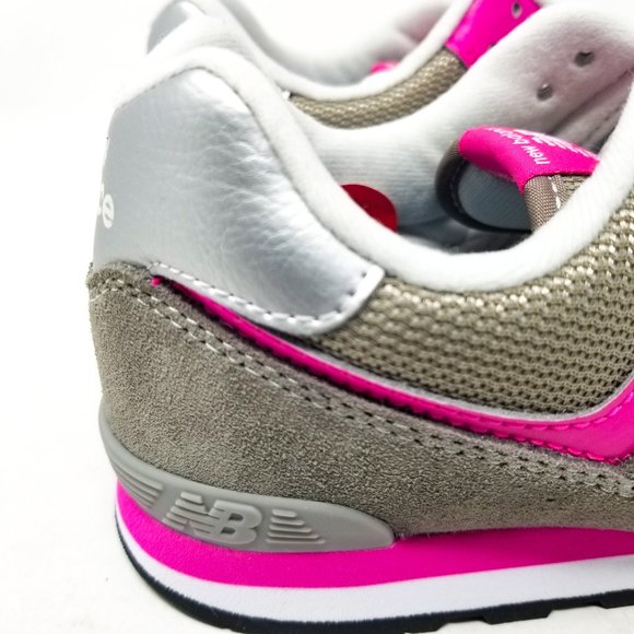 New Balance 574 Girls Running Sneaker Grey Pink - Picture 8 of 12